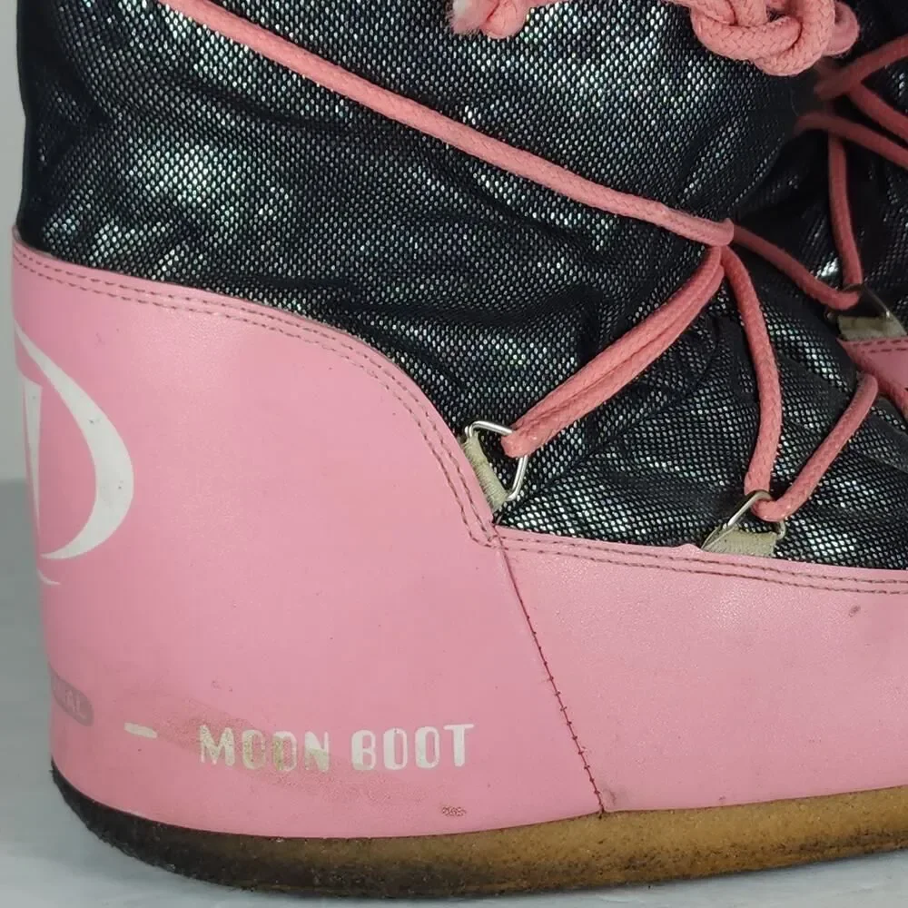 Moon Boot Women's Icon EU 35/38 US 5/7,5 Pink black metalic Tall Ski Snow Boots